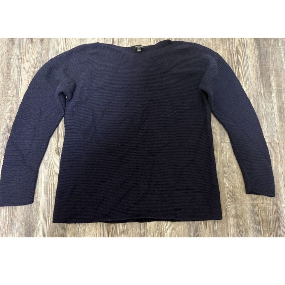 Talbots Petites Sweater M Navy Blue Lambswool Blnd Preppy Dark Academia Heritage - Picture 2 of 9